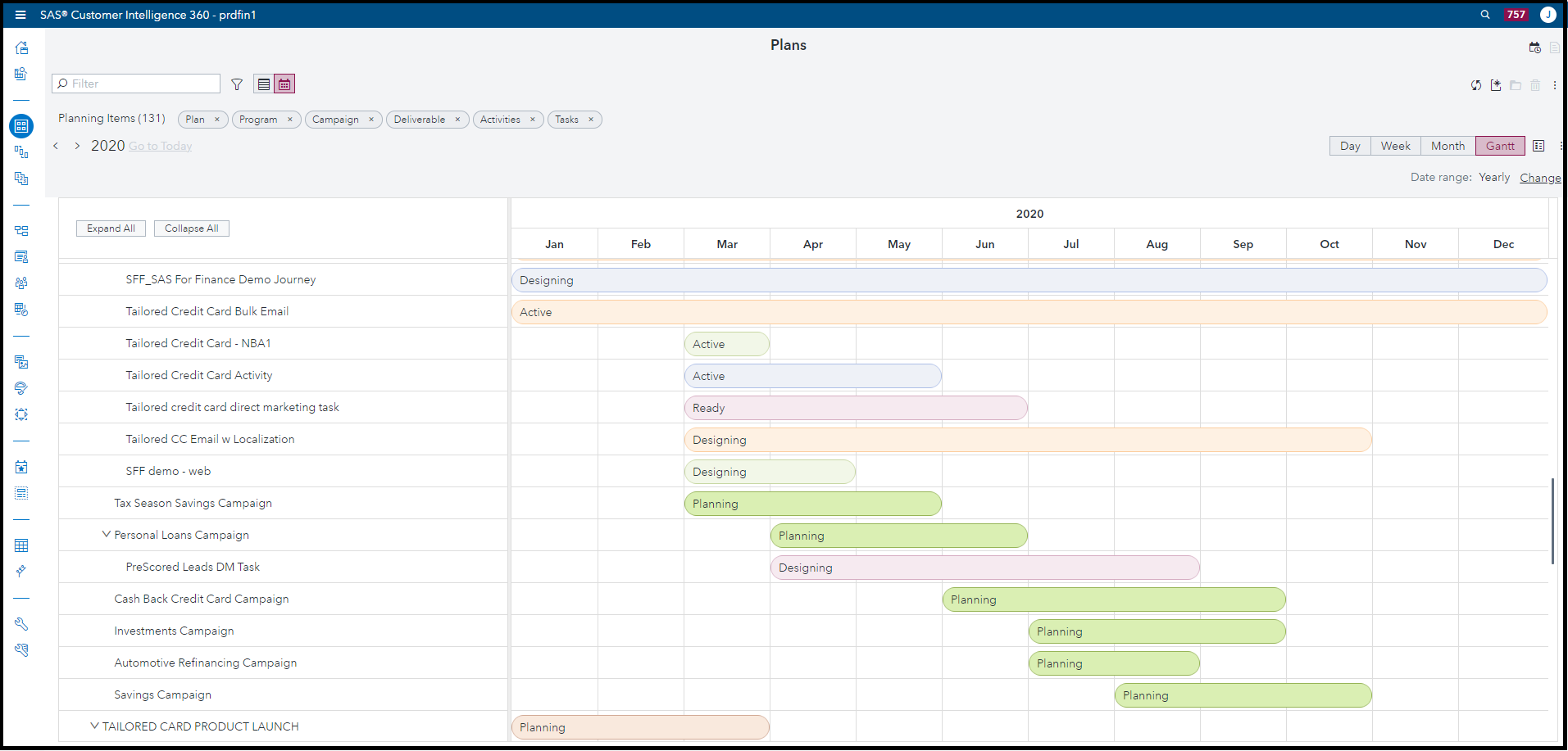 screenshot of SAS Customer Intelligence 360